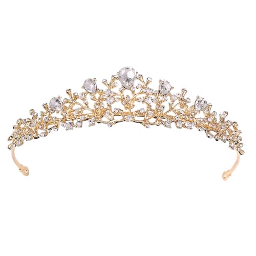 KIXZSAZ Strass Brautkrone im Retro Stil. Breite anwendbare Anlässe: Prinzessinnen Krone aus Legierung im Retro Stil mit Kristallen, Gold von KIXZSAZ