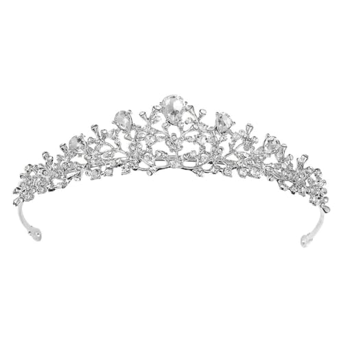 KIXZSAZ Strass Brautkrone im Retro Stil. Breite anwendbare Anlässe: Prinzessinnen Krone aus Legierung im Retro Stil mit Kristallen, Silber von KIXZSAZ