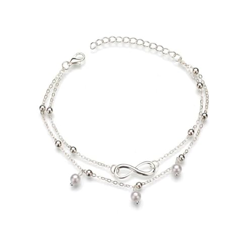 KIXZSAZ Trendy und charmante Perlen Fußkettchen für Frauen Doppelte Mode für Geschenke Mode Frau Fußkettchen Fußkettchen für Frauen Strand von KIXZSAZ