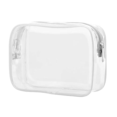 KIXZSAZ Waschbeutel Kosmetik PVC Kulturbeutel Halter Aufbewahrungsbeutel Reißverschluss Gepäck Organizer Tragbares Zubehör Männer Mädchen, Weiß von KIXZSAZ