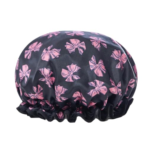 KIXZSAZ Weibliche Schlafmütze Frauen Doppelschichten Hohe Duschhaarkappen Staubdichte Mehrfarben Mädchen Kopfbedeckung für Hotel, Schwarz von KIXZSAZ