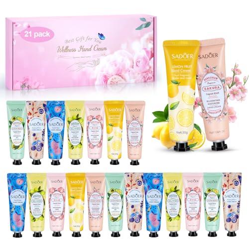 Handcreme Set, 21 Pack Handcreme Damen Geschenkset, Duft Hand Fuß Tag Nachtcreme Feuchtigkeitscreme, Kleine Geschenkset für Frauen und Männer,Weihnachten & Geburtstags Geschenk von KIYTARBOO