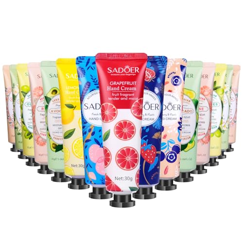 Mini Handcreme Set,15 Stück Geschenk für sie Valentinstag,Handpflege für Sehr Trockene Rissige Hände Reisegröße Feuchtigkeitscreme klein Pflegecreme Geschenkset für Frauen Männer Geburtstag von KIYTARBOO