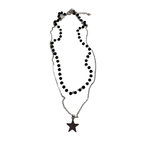 KJBDQQH Punk-Halsband Black Peach Heart Star Pendant Chain Necklace for Women Men Charm Trendy Jewelry Anniversary Accessories für den täglichen Gebrauch(Color 02) von KJBDQQH