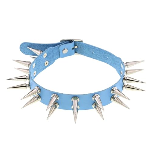 KJBDQQH Punk-Halsband Long Spiked Choker Collar for Women Men Black Goth Necklace Punk Chocker Gothic Accessories Cosplay Jewelry für den täglichen Gebrauch(Light Blue) von KJBDQQH