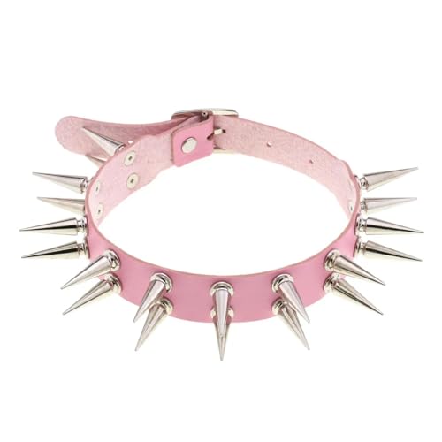 KJBDQQH Punk-Halsband Long Spiked Choker Collar for Women Men Black Goth Necklace Punk Chocker Gothic Accessories Cosplay Jewelry für den täglichen Gebrauch(Pink) von KJBDQQH