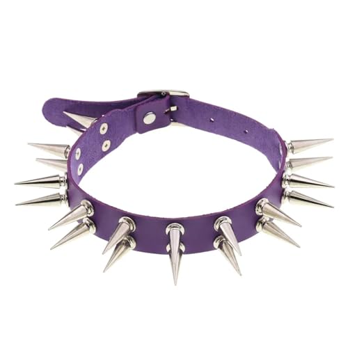 KJBDQQH Punk-Halsband Long Spiked Choker Collar for Women Men Black Goth Necklace Punk Chocker Gothic Accessories Cosplay Jewelry für den täglichen Gebrauch(Purple) von KJBDQQH