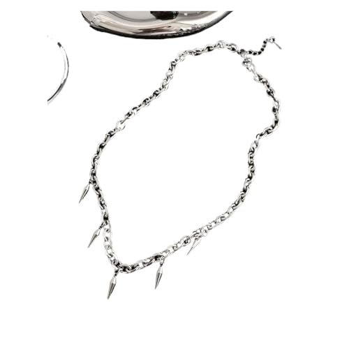 KJBDQQH Punk-Halsband Rivet Necklace for Man Woman Titanium Steel Cone Pendant Sweater Chain Choker Jewelry Punk Male Cool Accessories für den täglichen Gebrauch(A Long) von KJBDQQH