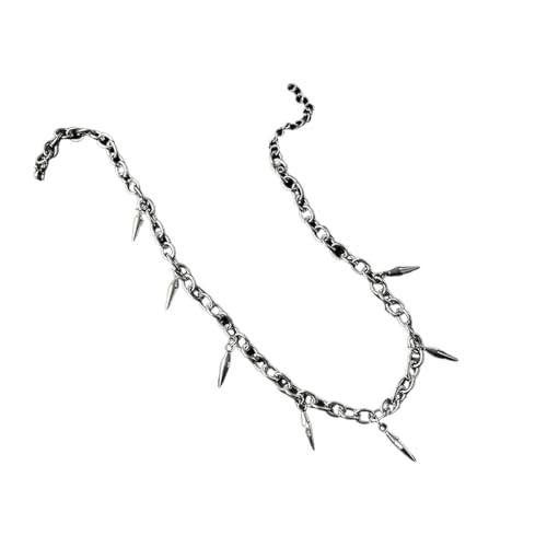 KJBDQQH Punk-Halsband Rivet Necklace for Man Woman Titanium Steel Cone Pendant Sweater Chain Choker Jewelry Punk Male Cool Accessories für den täglichen Gebrauch(A Short) von KJBDQQH