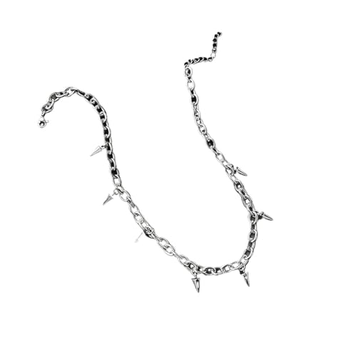 KJBDQQH Punk-Halsband Rivet Necklace for Man Woman Titanium Steel Cone Pendant Sweater Chain Choker Jewelry Punk Male Cool Accessories für den täglichen Gebrauch(B Short) von KJBDQQH