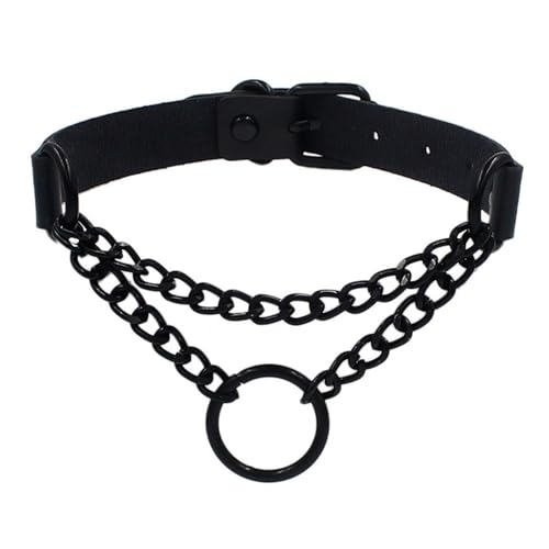 KJBDQQH Punk-Halsband Spike Choker Necklaces Punk Faux Leather Collar for Women Men Cool Big Rivets Studded Chocker Necklace Goth Style Accessori für den täglichen Gebrauch(Black Gun Plated) von KJBDQQH