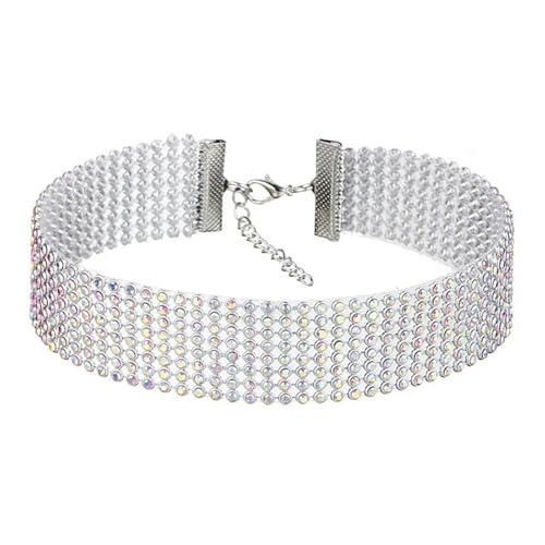 KJBDQQH Punk-Halsband Women Bundle Neck Element Necklace Jewelry Punk Hip Hop Choker Inlay Rhinestone Collar für den täglichen Gebrauch(Multicolor-2.5cm) von KJBDQQH