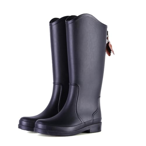 KJBDQQH damen gummistiefel Gummi-Regenstiefel Damen Regenstiefel Slip-on for Schuhe wasserdicht(Black-high,39) von KJBDQQH