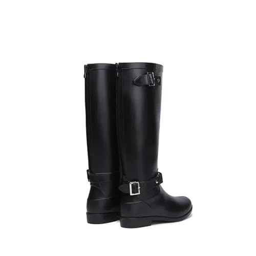 KJBDQQH damen gummistiefel Punk frauen Stiefel Regen for Frauen Schuhe Damen(Black Black-zipper,39) von KJBDQQH