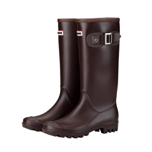 KJBDQQH damen gummistiefel Regenstiefel Damen Kniehohe Wasserstiefel Schnalle Lange Röhre Wasserdichte Schuhe Damen Gummi Regen(Color-18,40) von KJBDQQH