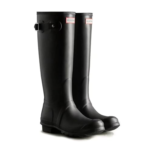KJBDQQH damen gummistiefel Wasserdichte High-Tube Stiefel Damen Regen oes Briti Sle Wellington Gummi Atmungsaktiv(Black high tube ht side buckle slightly flawed,40) von KJBDQQH
