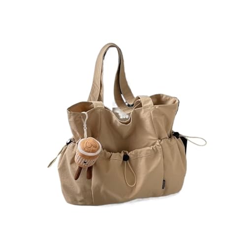 KJBDQQH pendler tragetasche Commuter Large Capaci Tote Bag Women's College Student Class Single oulder(Off-white with pendant) von KJBDQQH
