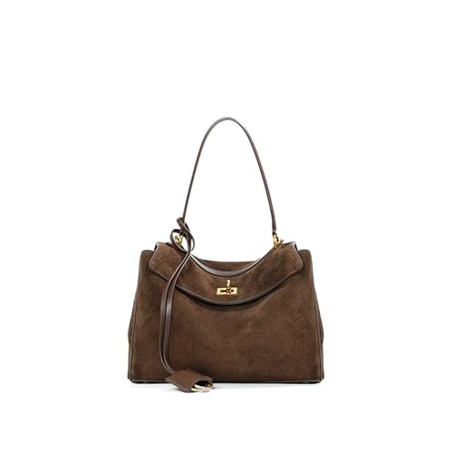 KJBDQQH pendler tragetasche Herbst und winter wildleder leder tote tasche matt rindsleder hohe-grade große kapazität(Coffee,35-11-23cm) von KJBDQQH