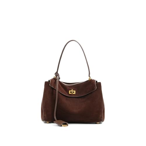 KJBDQQH pendler tragetasche Herbst und winter wildleder leder tote tasche matt rindsleder hohe-grade große kapazität(Dark coffee,35-11-23cm) von KJBDQQH