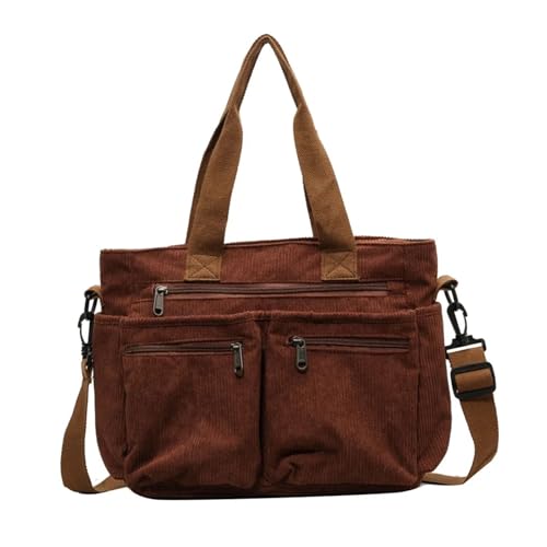 KJBDQQH pendler tragetasche Weibliche Große Kapazität Cord Tote Tasche Frauen Schulter Crossbody Arbeiter Pendler(Brown) von KJBDQQH