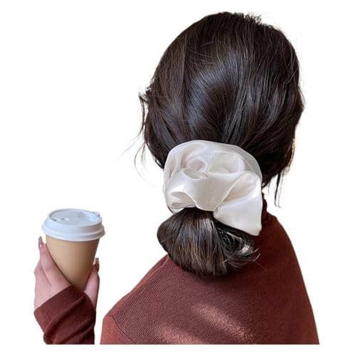 Satin Haartuch Frau Große Elegante Seide Gummi Haar Band Einfarbig Scrunchies Haar Krawatten Damen Pferdeschwanz Halten Haar Zubehör(Style 4) von KJBDQQH