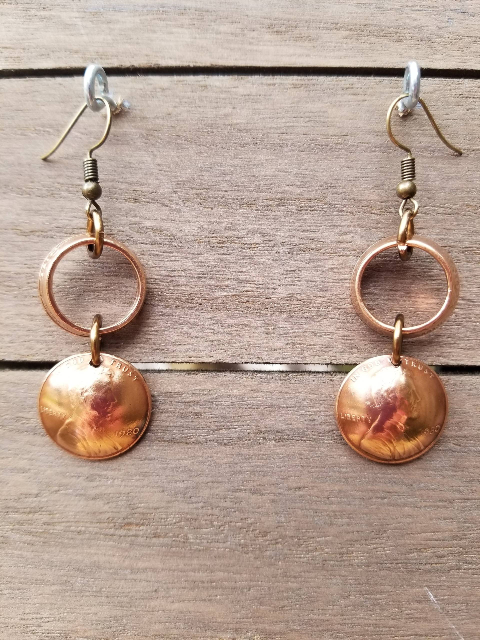 1980 Us Penny Ohrringe 40Th Birthday Gift | Münzschmuck Einzigartiges Geschenk Schmuck von KJCoinJewelry