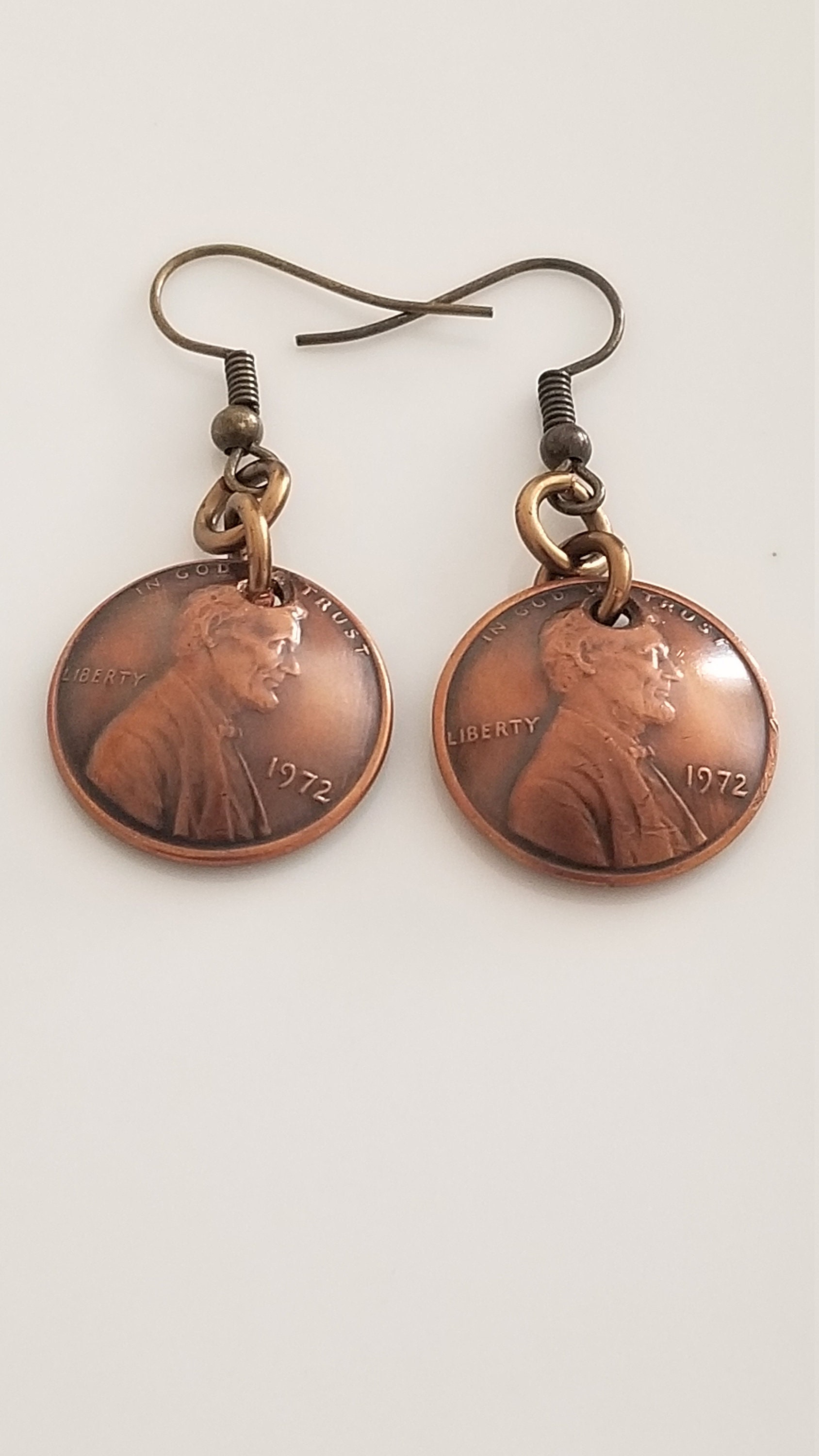 Für 56. 1965 Us Kupfer Penny | Ohrringe Geburtstag Geschenk Münzschmuck Schmuck Unikat von KJCoinJewelry