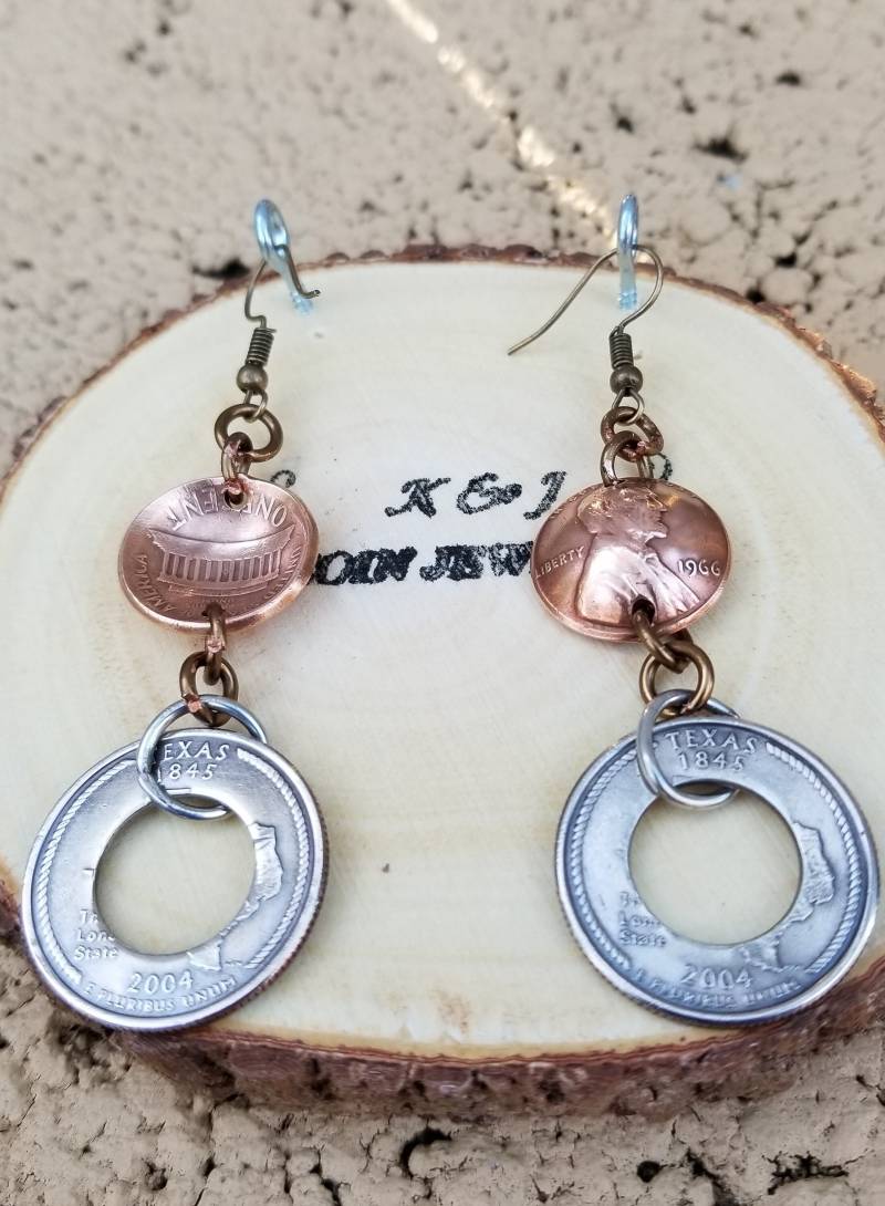 Gewölbte Penny & Quarter Münze Ohrringe | Einzigartiges Geschenk Münzschmuck Viertel Schmuck Gewölbte Penny & Quarter Münze Ohrringe | Einzigartiges Geschenk Münzschmuck Viertel Schmuck von KJCoinJewelry