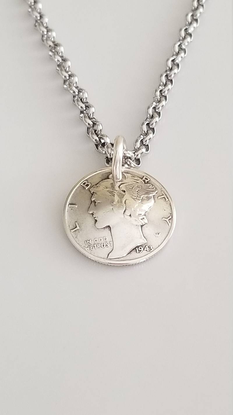 Merkur Dime 1943 Münze Halskette | Geburtstag 82 Einzigartiges Geschenk Merkur Dime 1943 Münze Halskette | Geburtstag 82 Einzigartiges Geschenk von KJCoinJewelry