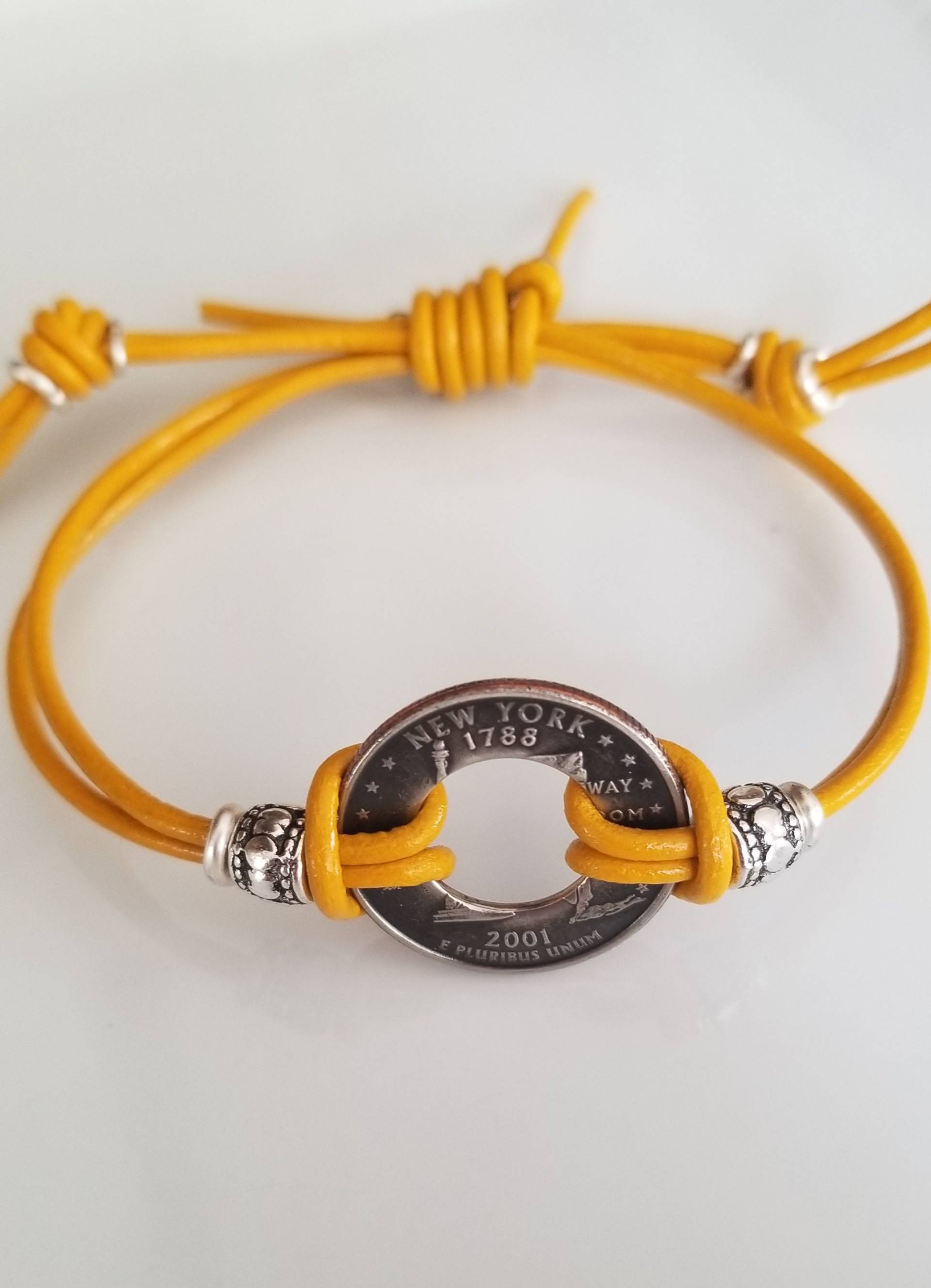 New York State Coin Armband | Viertel Lederarmband Einzigartiges Geschenk Münzschmuck Schmuck von KJCoinJewelry