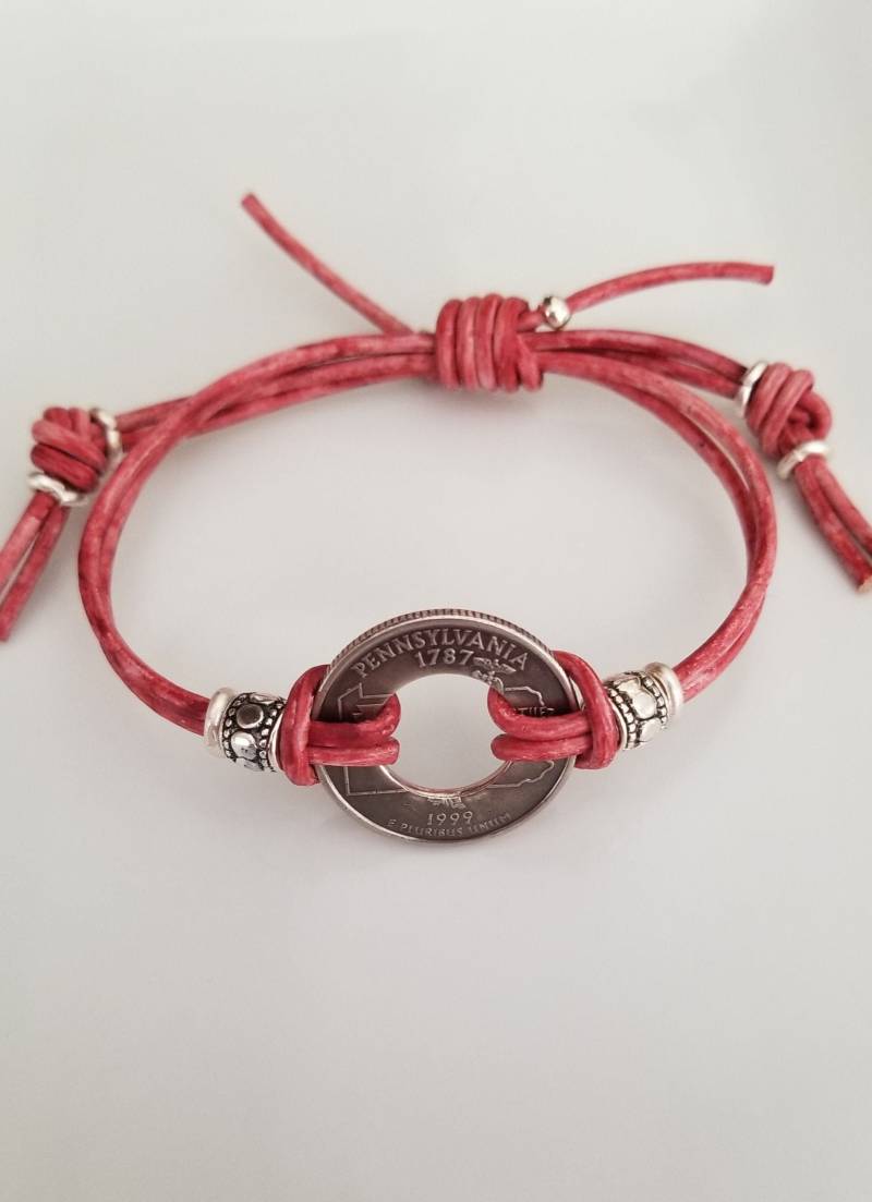 state Coin Armband | Viertel |Lederarmband Münz-Armband Reise-Souvenir state Coin Armband | Viertel |Lederarmband Münz-Armband Reise-Souvenir von KJCoinJewelry