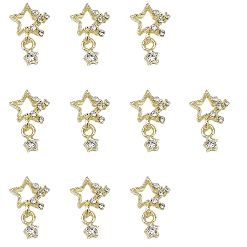 10 Stück Star Nails Art Charm Baumelnder Star Nails Charm 3D Strasssteine ​​Star Charm Nails Art Dekorationen Für Frauen von KJDKNC
