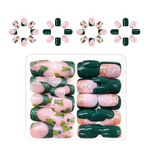 Press On Nails Square Full Zum Aufkleben Auf Den Nägeln Für Frauen Weiße Schneeflocke Glitzernde Künstliche Nägel Für Weihnachtsveranstaltungen von KJDKNC