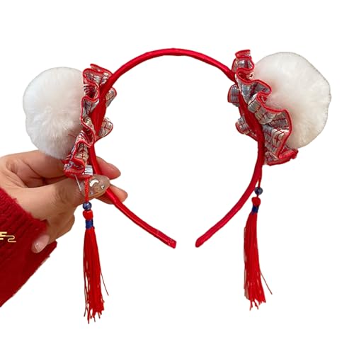 Schlangenjahr Pompons Brötchen Stirnband Für Traditionelle Chinesische Festivalfeiern Fransen Haarreifen Für Verschiedene Anlässe von KJDKNC
