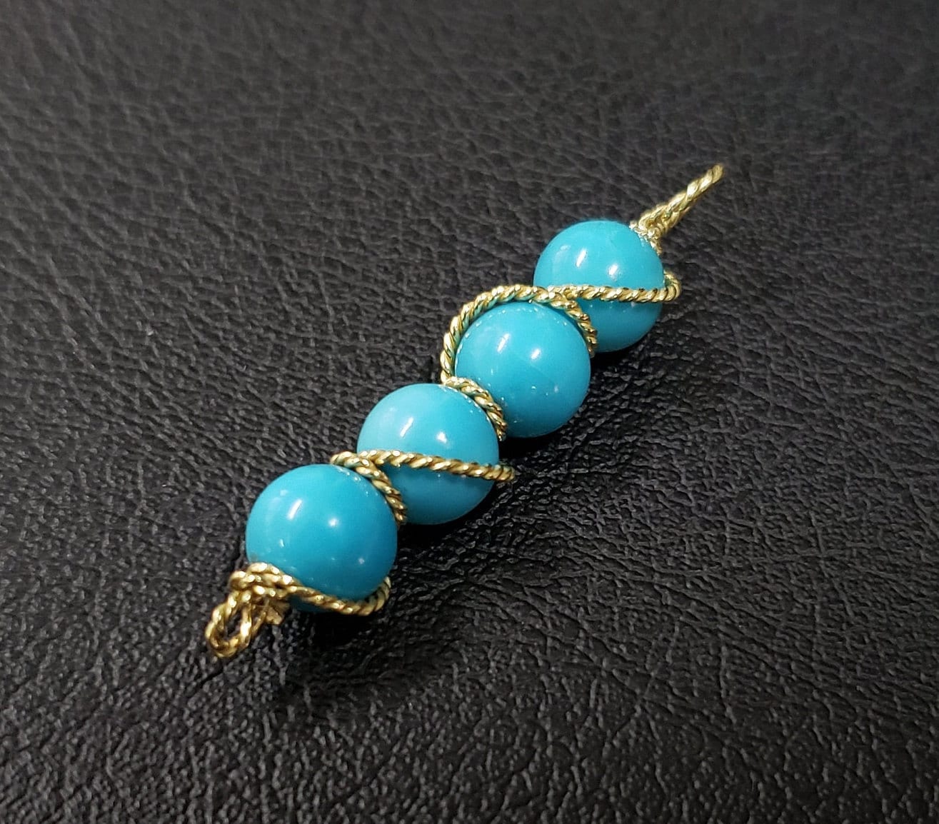 14K Gold Arizona Türkis Edelstein von KJEWELRYACCESSORIES