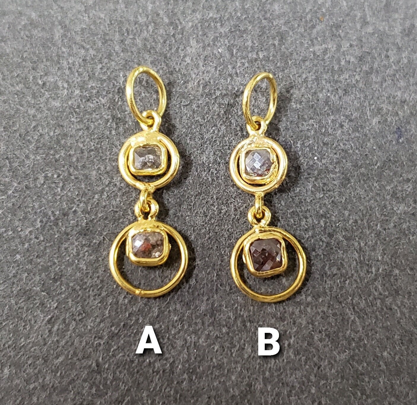 18K Gold Rustikaler Diamant Anhänger, Zierlicher 2 Optionen Verfügbar, Accessoires, Geschenk Für Sie, Baumeln Preis Pro Stück von KJEWELRYACCESSORIES