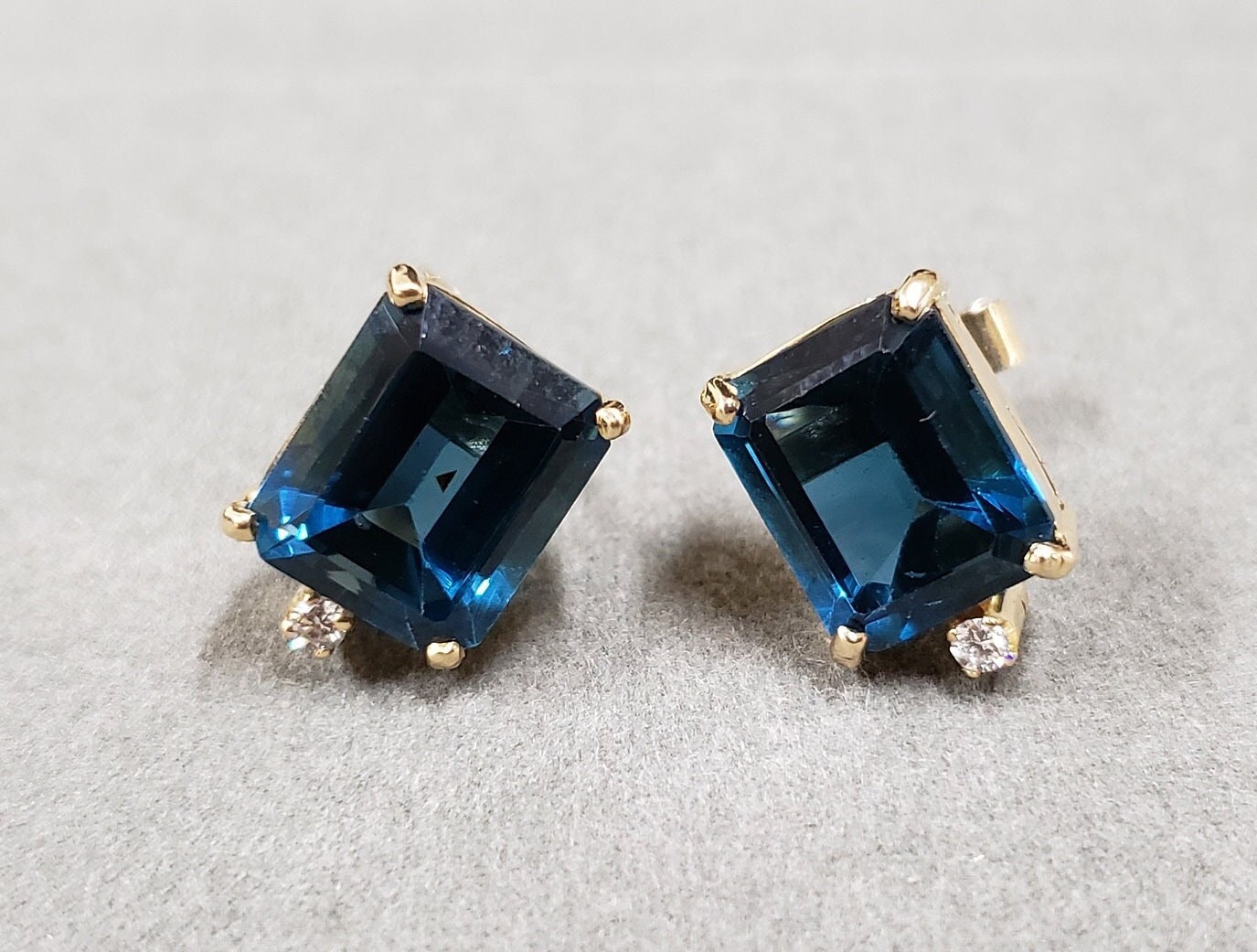 London Blue Topas Ohrstecker 18K Gold Für Frauen, Mädchen Set, Aaa Ohrringe, Diamant Besetzt, Unisex Ohrring, Weihnachtsgeschenk von KJEWELRYACCESSORIES