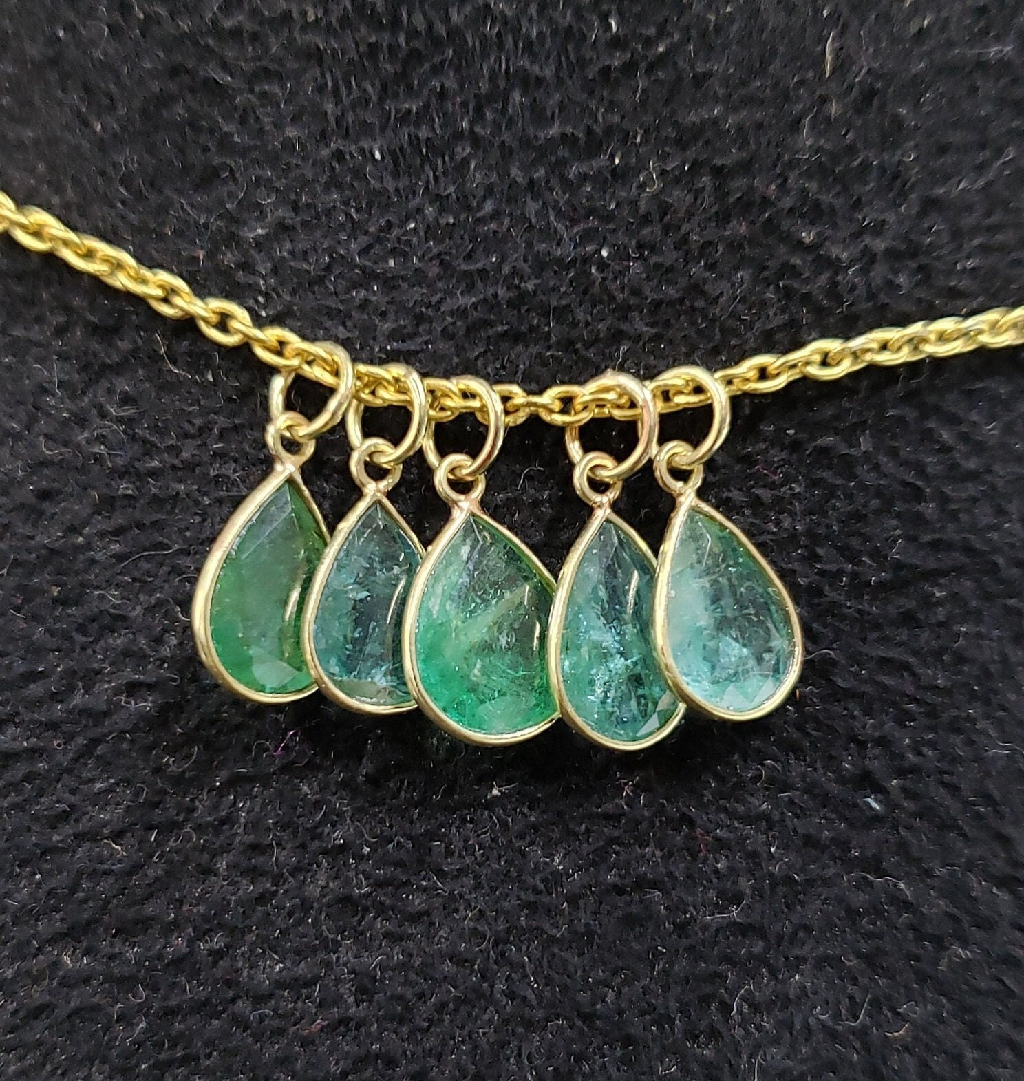 Pear Emerald 14K Gold Anhänger, Schmuck, Solid Gold Findings, Smaragd Halskette, Sambian von KJEWELRYACCESSORIES