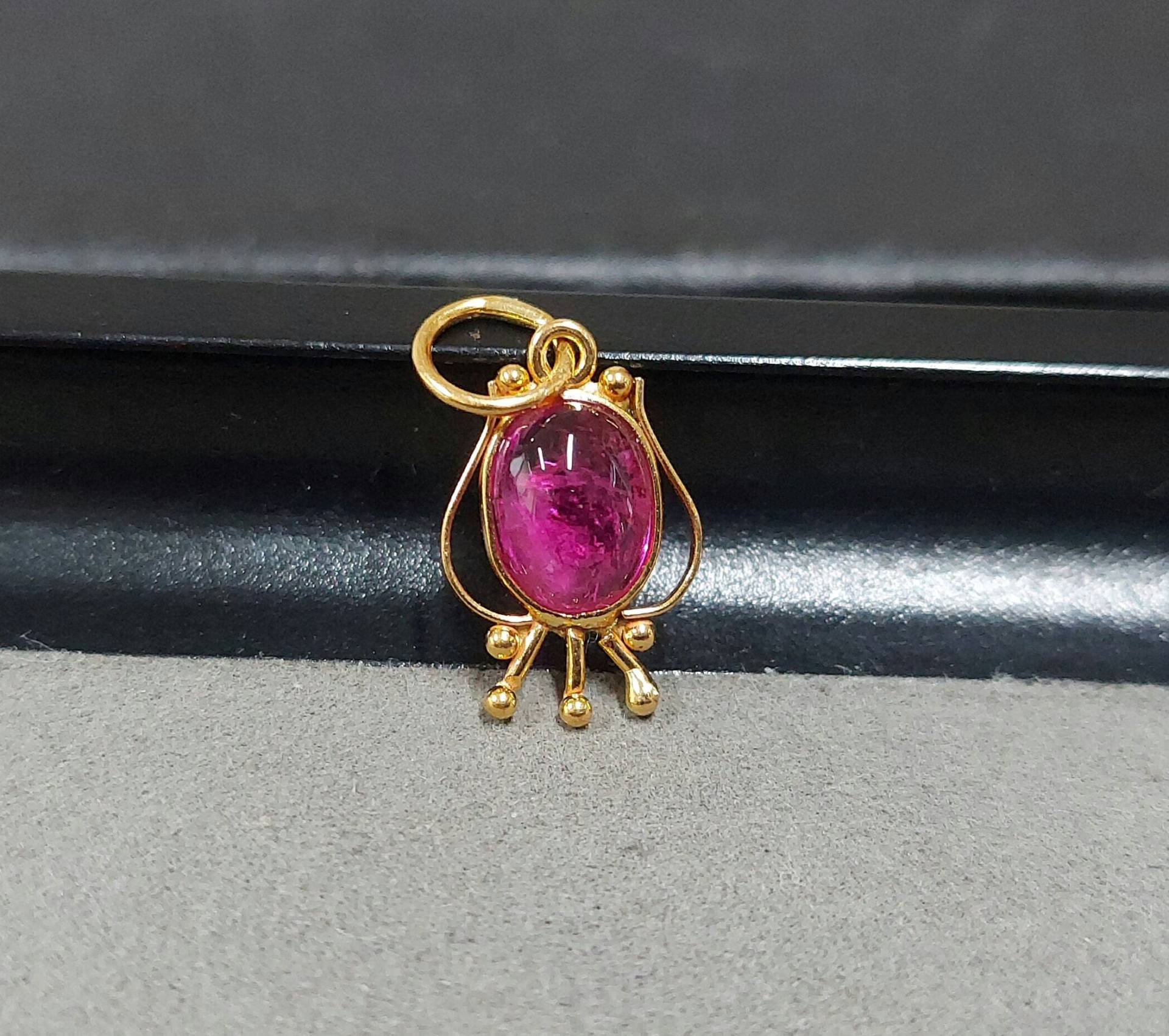 Rubellit Oval Form Anhänger, 18K Gold Handarbeit, Pink Rubelite Cabochon, Schmuck, Frauen Edelstein Accessoires, Geschenk von KJEWELRYACCESSORIES