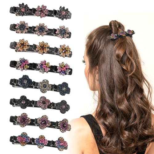 8 PCS Haarspangen Damen Dünnes Haar mit Kristallblume 2025 Kristall Haarschmuck Damen Dünnes Haar Perfektes Haar Accessoire Damen für Frisuren Alltag & Anlässe - Haarklammern für Styling & Festliches von KJG
