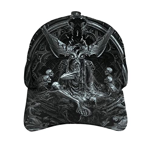 KJHBVND Baseballkappe für Männer und Frauen, Schwarz Evil Dead Body Satanic Skull Hip Hop Caps Dad Trucker Cap Verstellbare Snapback Hüte, Schwarz , One size von KJHBVND