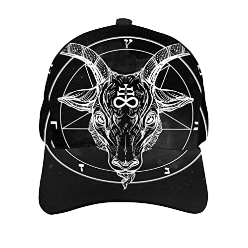 KJHBVND Baseballkappe für Männer und Frauen, schwarzes Satan-Zeichen Symbol Pentagramm Demon Hip Hop Caps Dad Trucker Cap Verstellbare Snapback Hüte, Schwarz , One size von KJHBVND