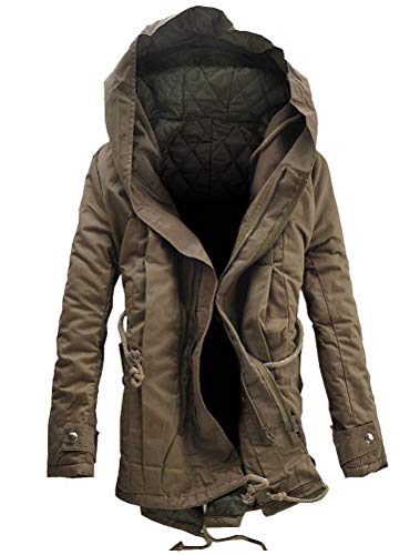 KJHSDNN Herren Parka Winterjacke Jungen Verdickte Cargo Jacke mit Kapuzen Gefütterte Übergangsjacke Übergröße von KJHSDNN