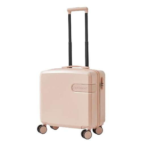 KJHYYPP Leichter Koffer, 18-Zoll-Kabinenkoffer, Hartschalen-Trolley mit Zahlenschloss, drehbare Räder, Rosa/Weiß/Gelb, geeignet für Mädchen (pink) von KJHYYPP