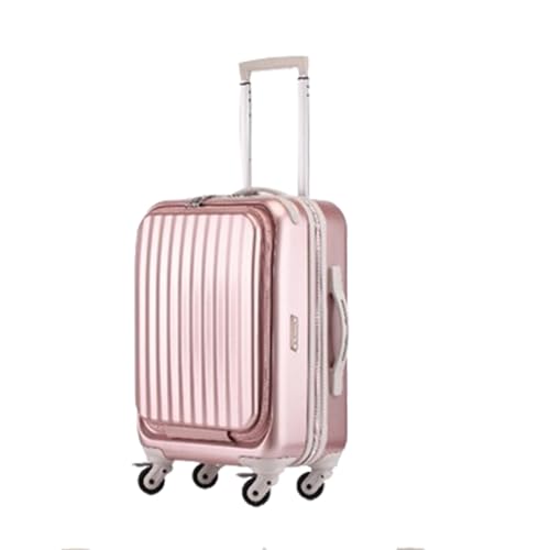 KJHYYPP Leichtes Handgepäck, Handgepäckkoffer mit Frontöffnung, Hartschalenkoffer, integriertes TSA-Schloss, drehbare Räder, Rosa/Silber, geeignet für Mädchen (pink 18inch) von KJHYYPP