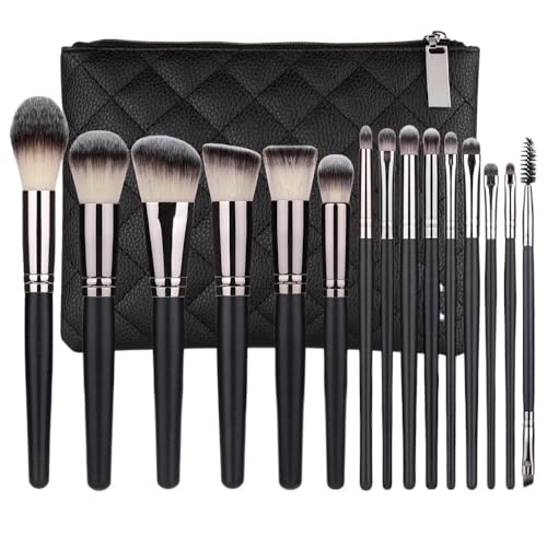 15-teiliges Make-up-Pinsel-Set, Künstlerpinsel, Kabuki-Puderpinsel, Lidschatten-Tupferpinsel, hochwertiges synthetisches Make-up-Pinsel-Set for Konturierung, Concealer, Foundation, Puder, Lidschattenp von KJIVER-YKA