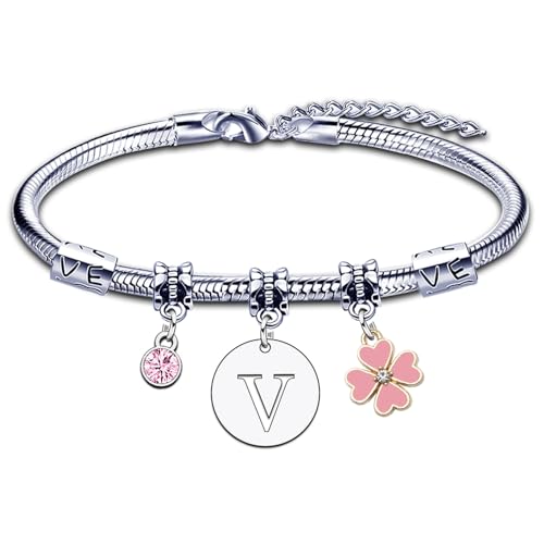 KJKJKJ A-Z 26 Anfangsbuchstabe Anhänger Armband Frauen Weihnachten Geschenk Personalisierung Ideen Geburtstagsgeschenk Armband, Tochter Schwestern Freunde Liebhaber Geburtstag Weihnachten Abschluss von KJKJKJ