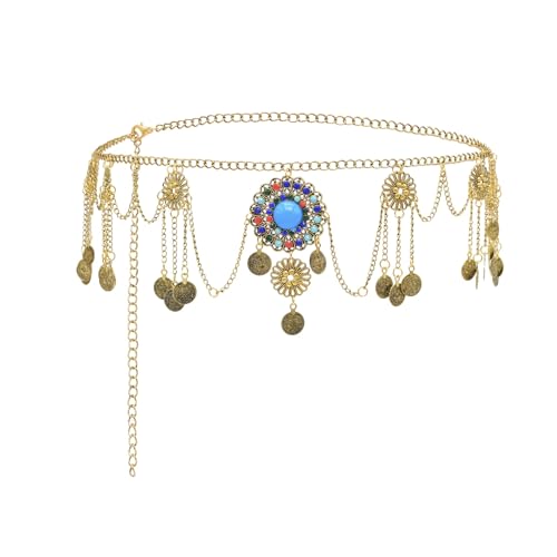 KJMWXOP Damen Gold Taillenkette Gürtel Münze Anhänger Quaste Langer Gürtel Körper Bauchschmuck for Kleider Jeans Sommer Strand Körper Taillenkette Schmuck for Damen von KJMWXOP