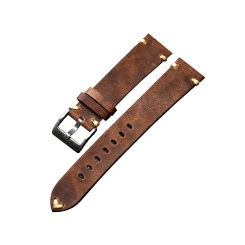 KJOLWHCQ Uhrenarmbänder, 18/19/20/21/22 mm, Herren-Vintage-Uhrenarmband, weich, hautfreundlich, erste Schicht, Rindsleder, Ersatz(Brown,18mm) von KJOLWHCQ