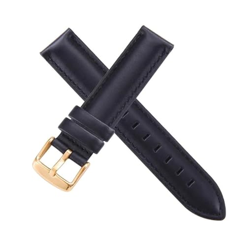 KJOLWHCQ Uhrenarmbänder, Lederarmband 12 mm – 24 mm, Ersatzarmbänder for Uhren, Dornschließe, Armband for Uhrenzubehör(Black -Gold,17mm) von KJOLWHCQ
